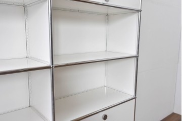 中古　美品　スイス　USMハラー(USM Haller)　ホームオフィスにもおすすめなスッキリとしたデザインの5段シェルフ　定価約63万1千円相当　(R-085172)
