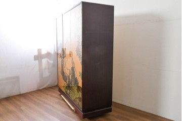 中古　美品　最高級品　名工　清光光雲作　宝石象嵌工芸品　煌びやかな花鳥図(桜・松・椿・楪・雉・雀)が目を引く贅を尽くした美術品級のワードローブ　定価約600万円相当　(R-085175)