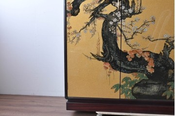 中古　美品　最高級品　名工　清光光雲作　宝石象嵌工芸品　煌びやかな花鳥図(桜・松・椿・楪・雉・雀)が目を引く贅を尽くした美術品級のワードローブ　定価約600万円相当　(R-085175)