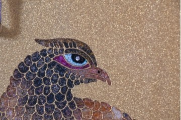 中古　美品　最高級品　名工　清光光雲作　宝石象嵌工芸品　煌びやかな花鳥図(桜・松・椿・楪・雉・雀)が目を引く贅を尽くした美術品級のワードローブ　定価約600万円相当　(R-085175)