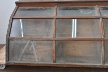 和製アンティーク　激レアデザイン!　古い駄菓子屋さんの上蓋式卓上ガラスケース　(R-085181)