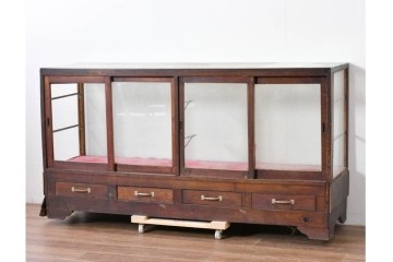 《ペイント仕上げ限定》　和製ヴィンテージ　ディスプレイと収納を兼ね備えた引き出し付きガラスケース　(R-085182)
