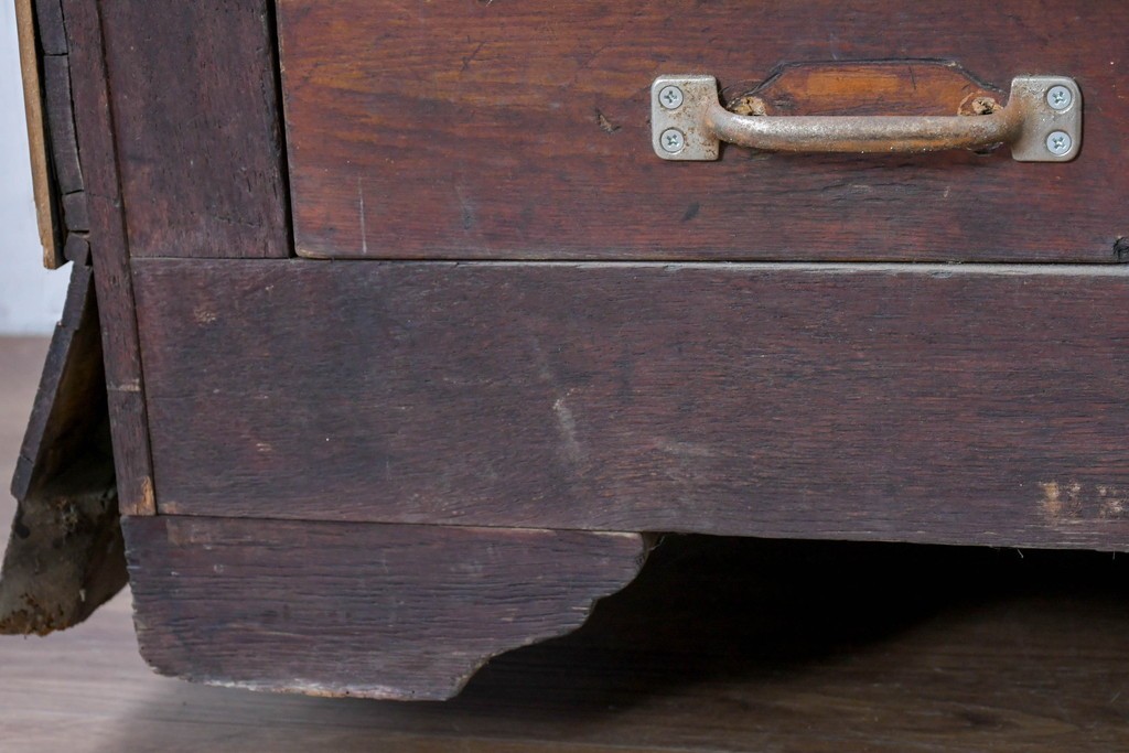 《ペイント仕上げ限定》　和製ヴィンテージ　ディスプレイと収納を兼ね備えた引き出し付きガラスケース　(R-085182)