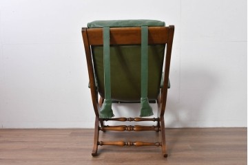 中古　超美品!!　スペイン製　バロッサバレンティ(VARO,S.A. VALENTI)　本革　深みのあるグリーンレザーが魅力!!英国クラシック調のアームチェアとオットマンのセット　セット定価約51万円相当　(R-085183)