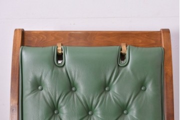 中古　超美品!!　スペイン製　バロッサバレンティ(VARO,S.A. VALENTI)　本革　深みのあるグリーンレザーが魅力!!英国クラシック調のアームチェアとオットマンのセット　セット定価約51万円相当　(R-085183)