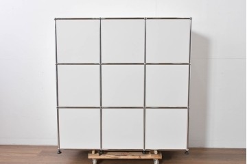 中古　美品　スイス　USMハラー(USM Haller)　ホームオフィスにもおすすめなスッキリとしたデザインの3段シェルフ　定価約36万7千円相当　(R-085185)