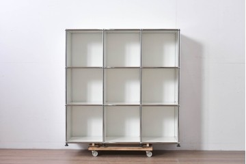 中古　美品　スイス　USMハラー(USM Haller)　ホームオフィスにもおすすめなスッキリとしたデザインの3段シェルフ　定価約36万7千円相当　(R-085185)