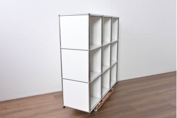 中古　美品　スイス　USMハラー(USM Haller)　ホームオフィスにもおすすめなスッキリとしたデザインの3段シェルフ　定価約36万7千円相当　(R-085185)