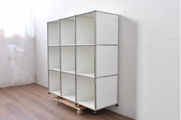 中古　美品　スイス　USMハラー(USM Haller)　ホームオフィスにもおすすめなスッキリとしたデザインの3段シェルフ　定価約36万7千円相当　(R-085185)