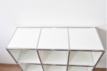 中古　美品　スイス　USMハラー(USM Haller)　ホームオフィスにもおすすめなスッキリとしたデザインの3段シェルフ　定価約36万7千円相当　(R-085185)