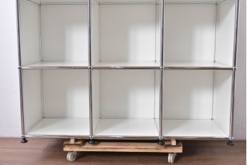 中古　美品　スイス　USMハラー(USM Haller)　ホームオフィスにもおすすめなスッキリとしたデザインの3段シェルフ　定価約36万7千円相当　(R-085185)