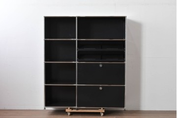 中古　美品　スイス　USMハラー(USM Haller)　ホームオフィスにもおすすめなスッキリとしたデザインの書類トレー付きシェルフ　定価約57万8千円相当　(R-085186)