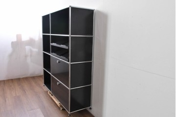 中古　美品　スイス　USMハラー(USM Haller)　ホームオフィスにもおすすめなスッキリとしたデザインの書類トレー付きシェルフ　定価約57万8千円相当　(R-085186)