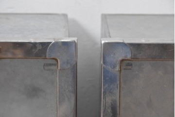 和製アンティーク　駄菓子屋さんで使われていたレトロなブリキ製ショーケース2個セット　(R-085189)