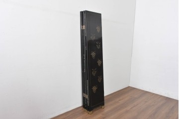 アジアンヴィンテージ　希少!!　中国美術屏風　雅集図　豪華装飾の玉石象嵌衝立　(R-085192)