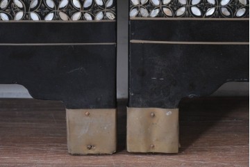 アジアンヴィンテージ　希少!!　中国美術屏風　雅集図　豪華装飾の玉石象嵌衝立　(R-085192)