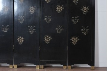 アジアンヴィンテージ　希少!!　中国美術屏風　雅集図　豪華装飾の玉石象嵌衝立　(R-085192)