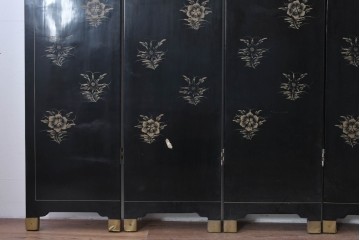 アジアンヴィンテージ　希少!!　中国美術屏風　雅集図　豪華装飾の玉石象嵌衝立　(R-085192)