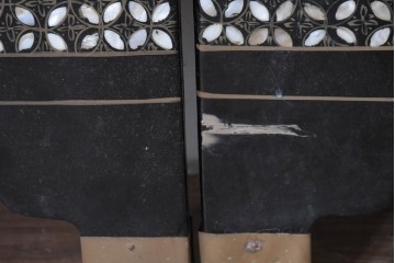 アジアンヴィンテージ　希少!!　中国美術屏風　雅集図　豪華装飾の玉石象嵌衝立　(R-085192)