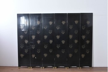 アジアンヴィンテージ　希少!!　中国美術屏風　雅集図　豪華装飾の玉石象嵌衝立　(R-085192)