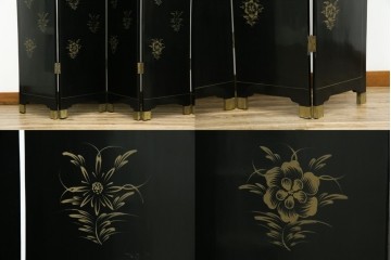 アジアンヴィンテージ　希少!!　中国美術屏風　雅集図　螺鈿　豪華装飾の玉石象嵌衝立　(R-085192)