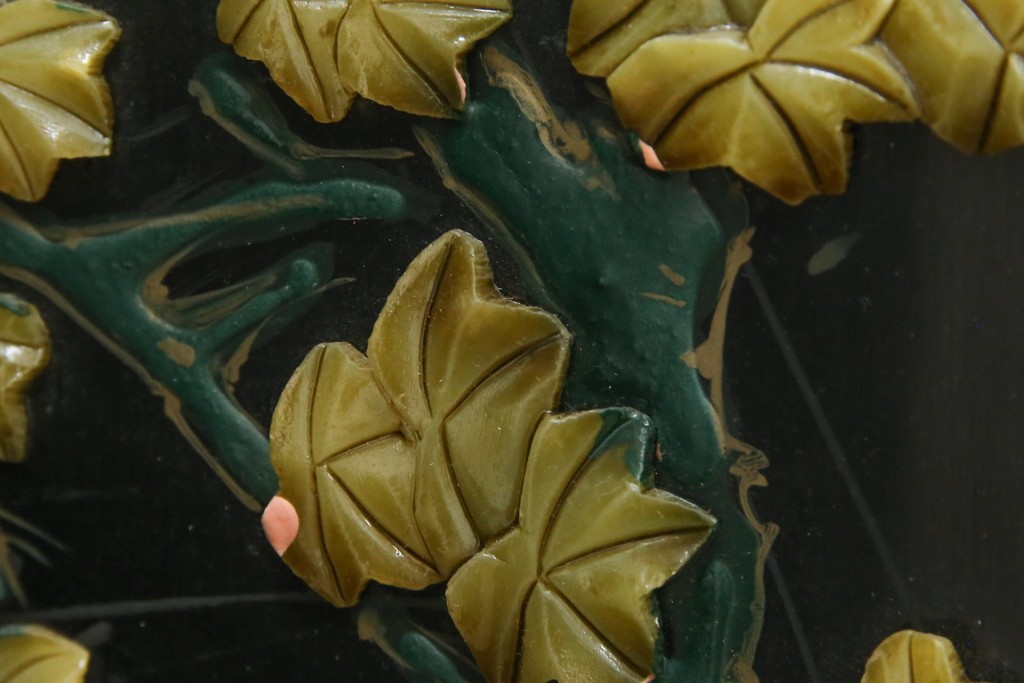 アジアンヴィンテージ　希少!!　中国美術屏風　雅集図　螺鈿　豪華装飾の玉石象嵌衝立　(R-085192)