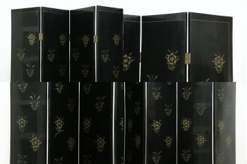 アジアンヴィンテージ　希少!!　中国美術屏風　雅集図　螺鈿　豪華装飾の玉石象嵌衝立　(R-085192)