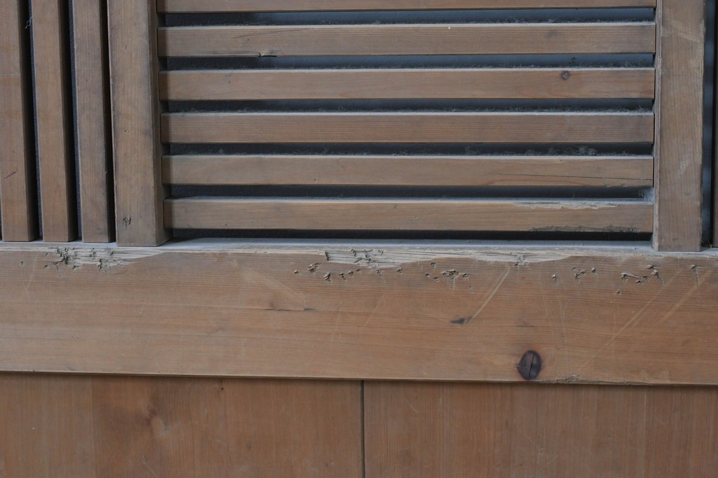 アンティーク建具　明治大正期　希少デザイン　格子意匠が印象的な蔵戸1枚　(R-085195)