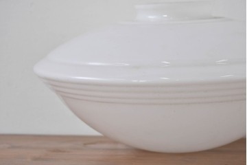 《引っ掛けシーリング式ペンダントライト加工費込み》　和製ヴィンテージ　昭和中期　段模様が入ったガラスシェードのペンダントライト　(R-085196)