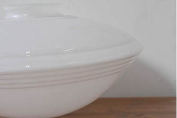 《引っ掛けシーリング式ペンダントライト加工費込み》　和製ヴィンテージ　昭和中期　段模様が入ったガラスシェードのペンダントライト　(R-085196)