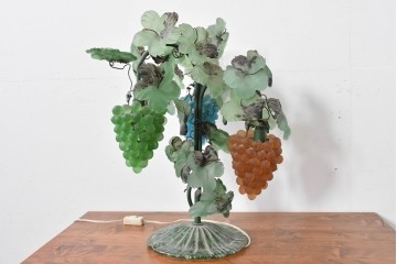 中古　イタリア製　TOSO CESARE(トーソー)　ムラーノガラス(MURANO)　3灯　ブドウ装飾が華やかなテーブルライト　(R-085197)