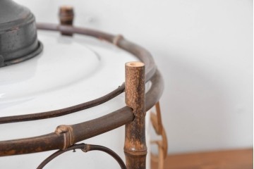 和製アンティーク　竹飾り付き　竹細工の意匠が映えるペンダントライト　(R-085200)