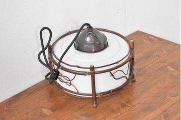 和製アンティーク　竹飾り付き　竹細工の意匠が映えるペンダントライト　(R-085200)