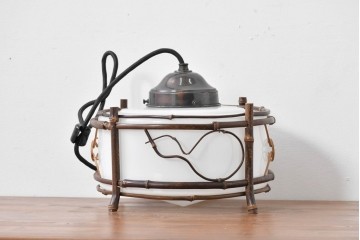 和製アンティーク　竹飾り付き　竹細工の意匠が映えるペンダントライト　(R-085200)