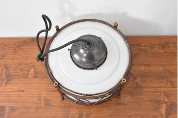 和製アンティーク　竹飾り付き　竹細工の意匠が映えるペンダントライト　(R-085200)