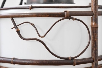 和製アンティーク　竹飾り付き　竹細工の意匠が映えるペンダントライト　(R-085200)