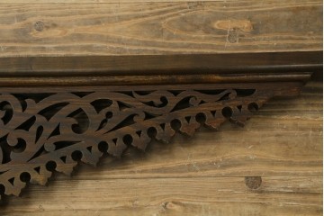 アジアンヴィンテージ　希少!!　インド建築装飾　大型(150cm)　唐草透かし彫りのアーチ形ブラケットパネル一対　(R-085203)