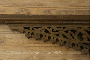 アジアンヴィンテージ　希少!!　インド建築装飾　大型(150cm)　唐草透かし彫りのアーチ形ブラケットパネル一対　(R-085203)