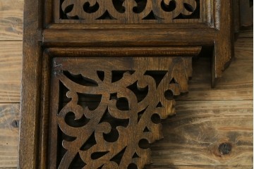 アジアンヴィンテージ　希少!!　インド建築装飾　大型(150cm)　唐草透かし彫りのアーチ形ブラケットパネル一対　(R-085203)