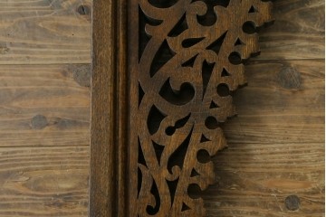 アジアンヴィンテージ　希少!!　インド建築装飾　大型(150cm)　唐草透かし彫りのアーチ形ブラケットパネル一対　(R-085203)