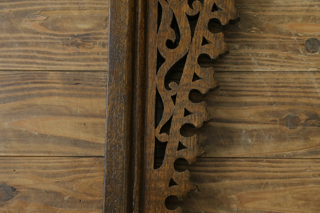 アジアンヴィンテージ　希少!!　インド建築装飾　大型(150cm)　唐草透かし彫りのアーチ形ブラケットパネル一対　(R-085203)