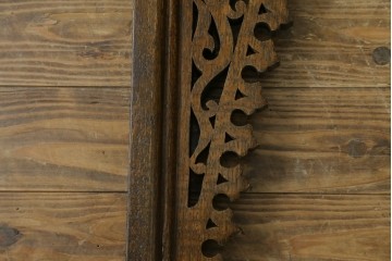 アジアンヴィンテージ　希少!!　インド建築装飾　大型(150cm)　唐草透かし彫りのアーチ形ブラケットパネル一対　(R-085203)