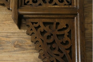 アジアンヴィンテージ　希少!!　インド建築装飾　大型(150cm)　唐草透かし彫りのアーチ形ブラケットパネル一対　(R-085203)