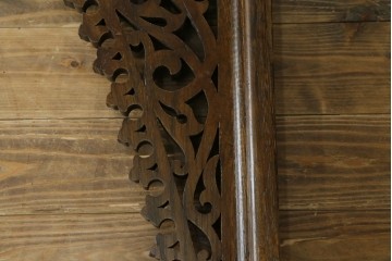 アジアンヴィンテージ　希少!!　インド建築装飾　大型(150cm)　唐草透かし彫りのアーチ形ブラケットパネル一対　(R-085203)