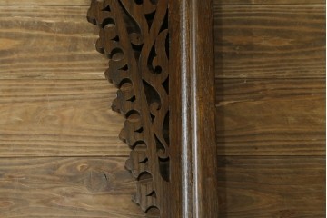 アジアンヴィンテージ　希少!!　インド建築装飾　大型(150cm)　唐草透かし彫りのアーチ形ブラケットパネル一対　(R-085203)