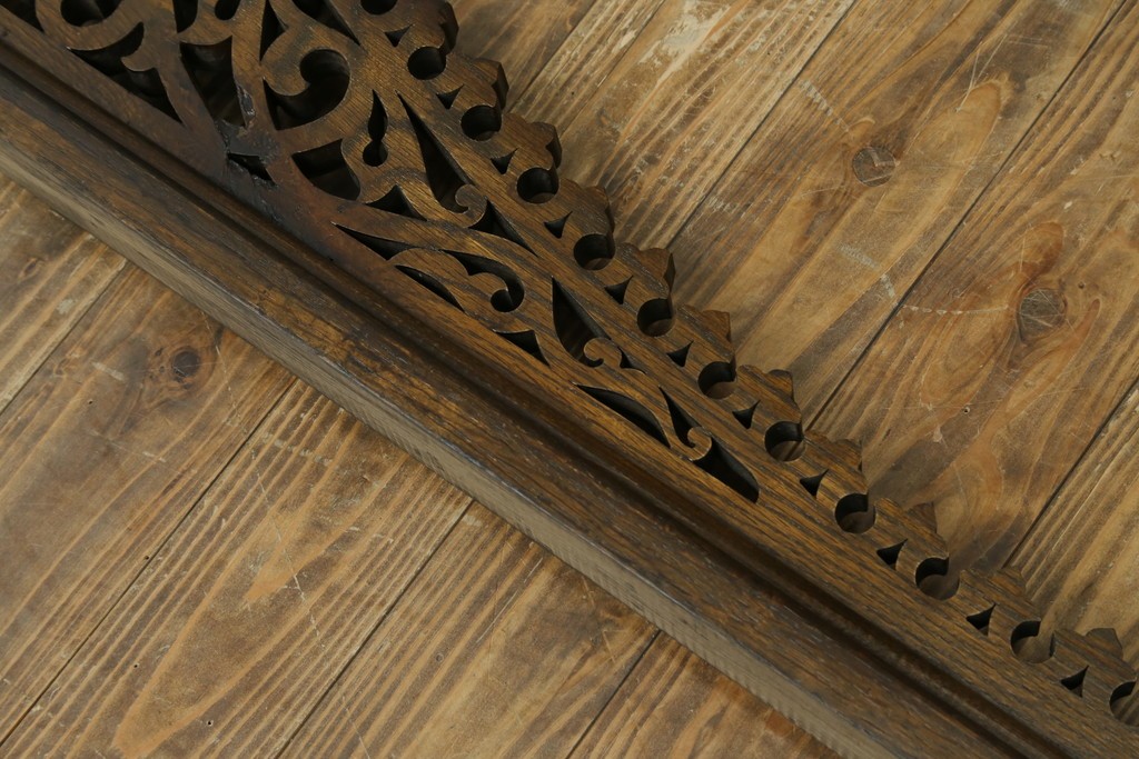 アジアンヴィンテージ　希少!!　インド建築装飾　大型(150cm)　唐草透かし彫りのアーチ形ブラケットパネル一対　(R-085203)