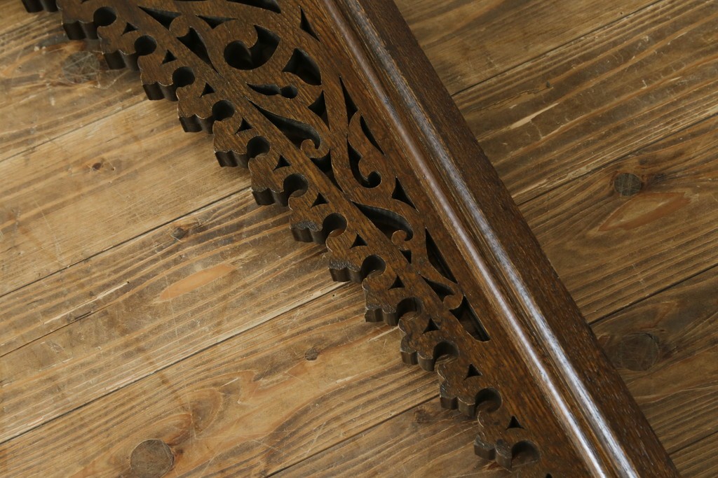 アジアンヴィンテージ　希少!!　インド建築装飾　大型(150cm)　唐草透かし彫りのアーチ形ブラケットパネル一対　(R-085203)