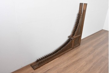 アジアンヴィンテージ　希少!!　インド建築装飾　大型(150cm)　唐草透かし彫りのアーチ形ブラケットパネル一対　(R-085203)