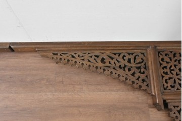 アジアンヴィンテージ　希少!!　インド建築装飾　大型(150cm)　唐草透かし彫りのアーチ形ブラケットパネル一対　(R-085203)