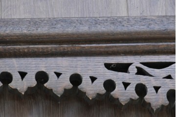 アジアンヴィンテージ　希少!!　インド建築装飾　大型(150cm)　唐草透かし彫りのアーチ形ブラケットパネル一対　(R-085203)